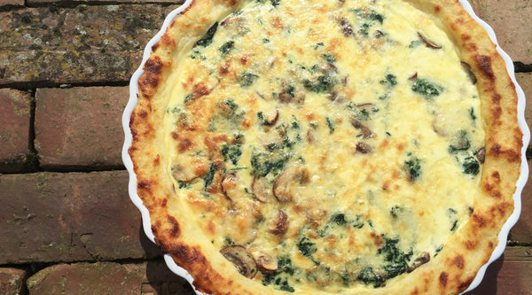 Cheesy Spinach, Mushroom & Potato Crust Pie